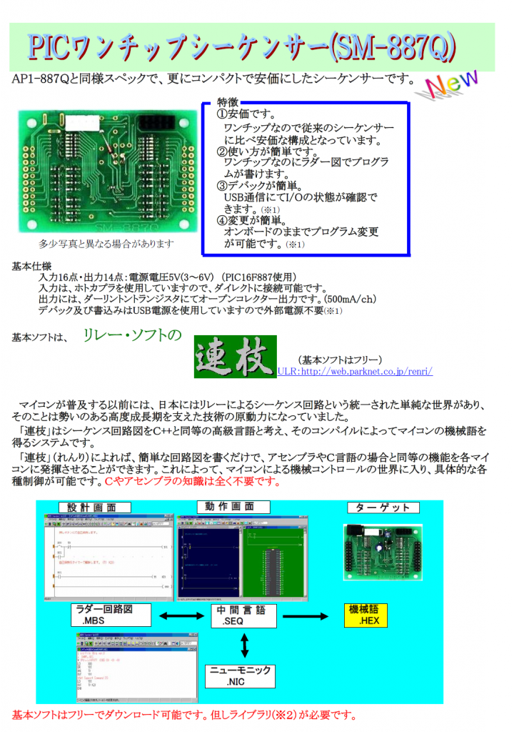 PICワンチップシーケンサー(SM-887Q)